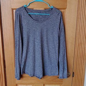 NWT LOFT Blue/White Cotton Pinstripe Scoop Neck Long Sleeve T-Shirt Size Medium